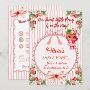 Süße kleine Beeren-Erdbeer-Mädchen-Baby-Party Einladung