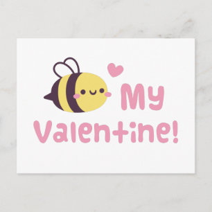 Süße kleine Biene Doodle, sei meine Valentinstag-W Postkarte