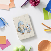 Süße kleine blaue Vogelfamilie iPad Smart Cover