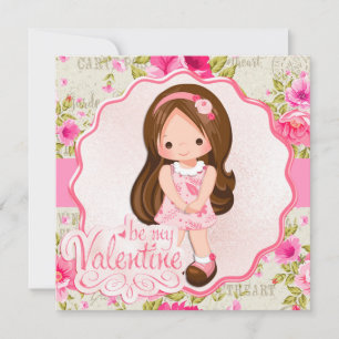 Süße kleine Brünette sei mein Valentinsgruß-Karte Feiertagskarte