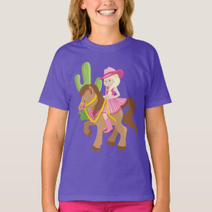 Süße kleine Cowgirl auf Pony T-Shirt