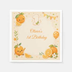 Süße kleine Cutie Orange 1. Geburtstag Papier Serv Serviette