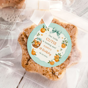 Süße kleine Cutie Orange Citrus 1. Geburtstag Runder Aufkleber
