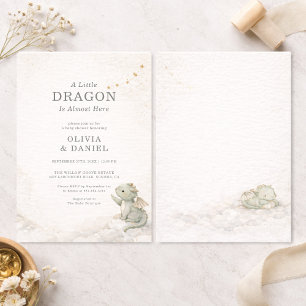 Süße kleine Drachen-Paare-Baby-Shower-Einladung Einladung