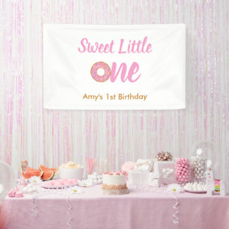 Süße Kleine Eins 1. Geburtstag Rosa Donut Banner
