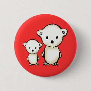 Süße kleine Eisbären Weihnachtsknopf Button