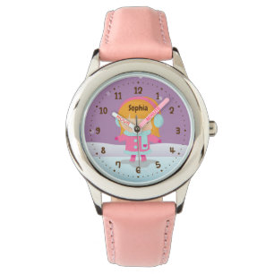 Süße kleine Eisläuferin Winter-Kinderuhr Armbanduhr