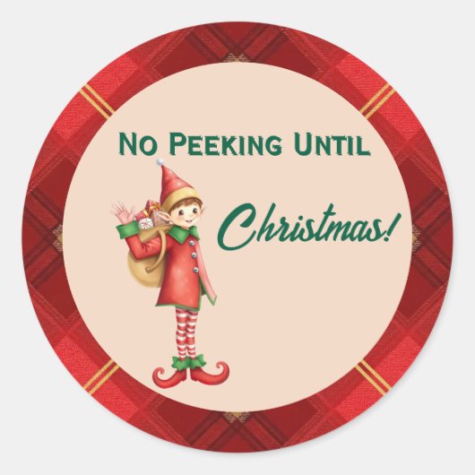 Süße kleine Elfen - Personalisierte Weihnachtsgrüß Runder Aufkleber (Vorderseite)