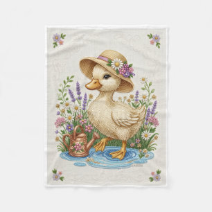 Süße kleine Ente mit Strohhut Fliesblanket Fleecedecke