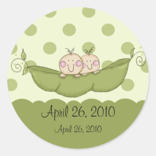 Süße kleine Erbse paart Babyparty-Aufkleber Runder Aufkleber