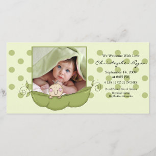 Süße kleine Erbsen-Baby-Geburt Annoucement Ankündigung