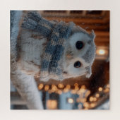 Süße kleine Eule mit gestrickter Winter-Schal  Puzzle (Horizontal)