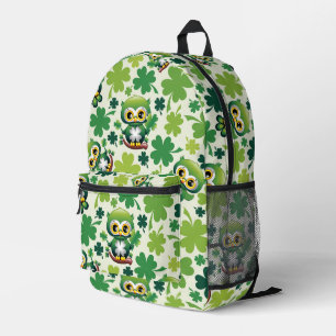 Süße kleine Eule St. Patrick Cartoon Bedruckter Rucksack