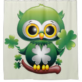 Süße kleine Eule St. Patrick Cartoon Duschvorhang (Vorderseite)