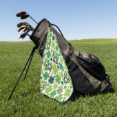 Süße kleine Eule St. Patrick Cartoon Golfhandtuch (Gras)