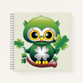 Süße kleine Eule St. Patrick Cartoon Notizblock (Vorderseite)