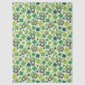 Süße kleine Eule St. Patrick Cartoon Seidenpapier (Vorderseite)