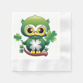 Süße kleine Eule St. Patrick Cartoon Serviette (Vorderseite)