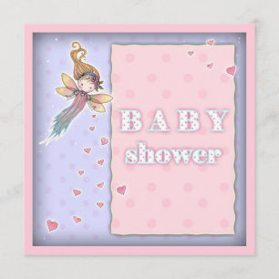 Süße kleine Fee und Herzen Mädchen Baby Shower Ein Einladung