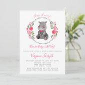 Süße kleine Flusspferd-Babyparty Einladung (Stehend Vorderseite)