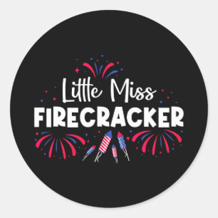 Süße kleine Fräulein Feuerwerk lustig 4. Juli Runder Aufkleber