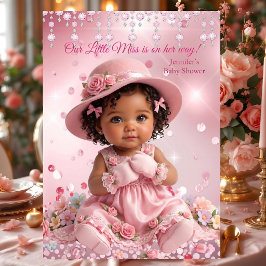 Süße kleine Fräulein Pink Mädchen Baby Shower Ethn Einladung