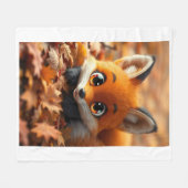 Süße kleine Fuchs-Herbstlaub-Decke Fleecedecke (Vorderseite (Horizontal))
