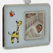 Süße kleine Giraffe Rahmen-Ornament Silber (Rechts)