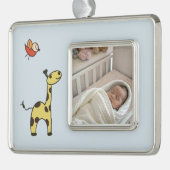 Süße kleine Giraffe Rahmen-Ornament Silber (Links)