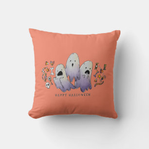 Süße kleine Halloween-Hexe und Kätzchen Kissen