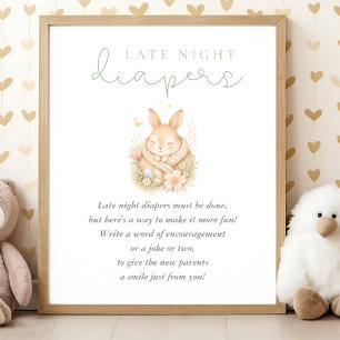 Süße kleine Häschen-Baby-Party Windeln für die spä Poster