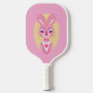 Süße kleine Hasenmädchen-Zeichentrickfigur  Pickleball Schläger