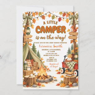 Süße kleine Herbstcamperin auf dem Weg zur Babypar Einladung