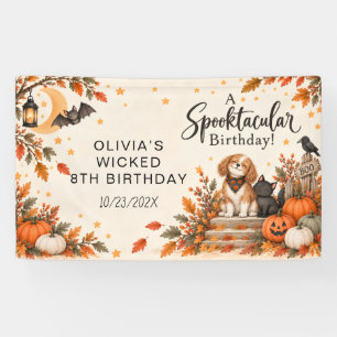 Süße kleine Hexe Halloween-Aquarell-Geburtstag Banner