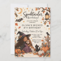 Süße kleine Hexe Halloween-Aquarell-Geburtstag