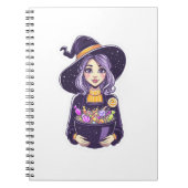 Süße kleine Hexe mit zauberhafter Bonbonschale Notizblock (Vorderseite)