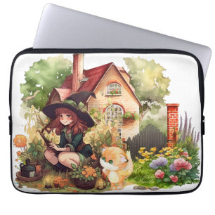 Süße kleine Hexe und Fuchs Elektronik-Tasche Laptopschutzhülle