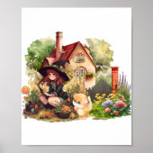 Süße kleine Hexe und Fuchs Poster (Vorne)