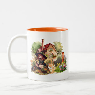 Süße kleine Hexe und Fuchs   Zweifarben-Tasse Zweifarbige Tasse