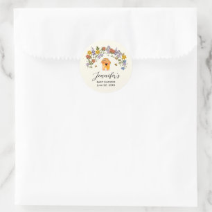 Süße Kleine Honig Vintage Blumen Baby-Party Runder Aufkleber