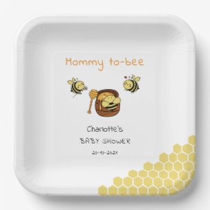 Süße kleine Honigbiene mit süßem Honig Baby Shower Pappteller