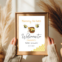 Süße kleine Honigbiene mit süßem Honigbaby Willkom