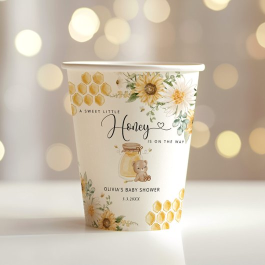 Süße kleine Honigsonnendusche Babydusche Pappbecher