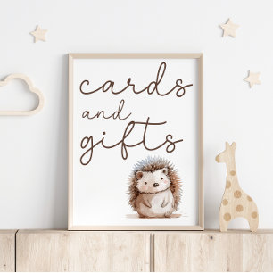 Süße kleine Igel-Babyparty-Karten-Geschenke-Schild Poster
