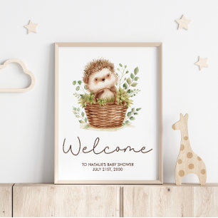 Süße kleine Igel-Babyparty-Willkommensschild Poster