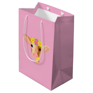 Süße kleine Kälbchen auf rosa Hintergrund-Geschenk Mittlere Geschenktüte