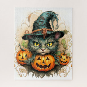 Süße kleine Katze Hexe Puzzle