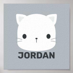Süße kleine Katze mit personalisiertem Namensposte Poster