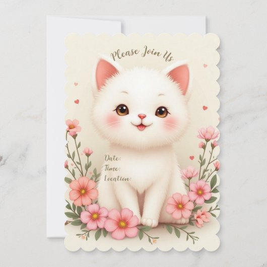 Süße kleine Katzenkatze Einladung (Rückseite)