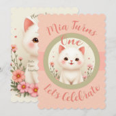 Süße kleine Katzenkatze Einladung (Vorne/Hinten)